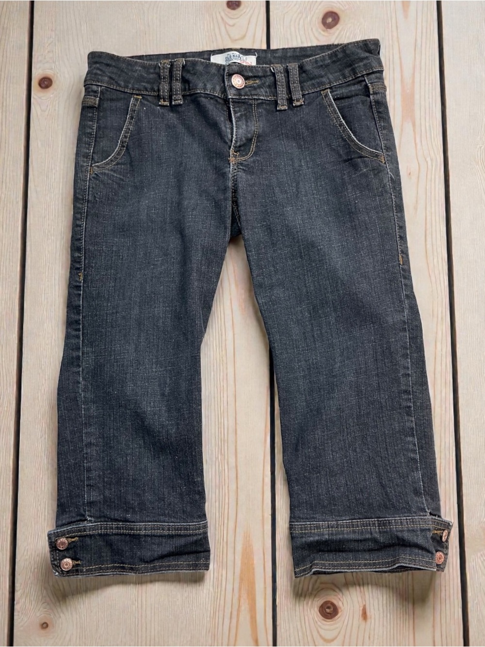 Old Navy Black Denim Ultra Low Waist Capri Jeans